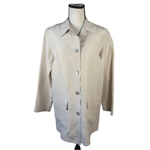 Vintage Silk Linen Jacket | Minimal 90s Neutral Button Front